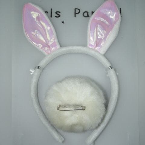 White & pink bunny rabbit headband set