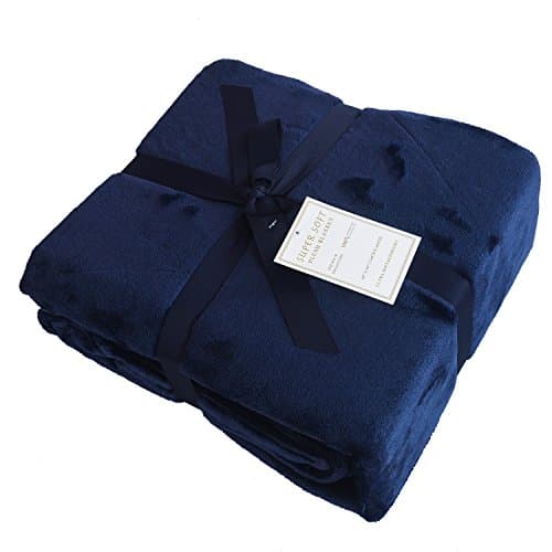 Caitlin White Throw Blanket for Couch/Sofa/Bed,Luxury Super Soft Microplush Velvet,60"x80",Navy