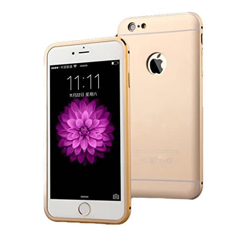Metal-frame iPhone 6S Plus Protective Case, iPhone 6 Plus Case Hard Metal-frame and TPU Hybrid Shockproof Impact Rugged Armor Defender Case Protective Cover for Apple iPhone 6/6s Plus 5.5 inch (Gold)