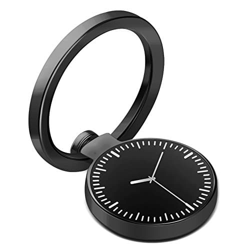 Cell Phone Finger Ring Stand, DIGITWHLE Clock Phone Ring Holder 360°Rotation and 180°Flip Ring Grip Mount Kickstand for iPhone X 8 7/7 Plus,Samsung Galaxy S8/S7,ipad, Fit Magnetic Car Mount -Black
