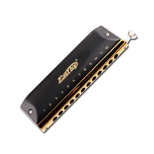 Harmonica, Chromatic Harmonica, 12-hole EASTTOP Harmonica, Matte Black Copper (Color : Black)