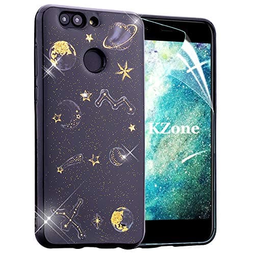 Huawei Nova 2 Plus Case,OKZone [Starry Night Series] Bling Glitter Sparkle Star Design TPU Silicone Skin Cover Anti-scratch Protective Shining Fashion Style Case for Huawei Nova 2 Plus (Black)