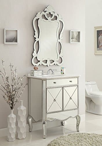 30" All Mirrored Adelisa Vanity Silver w/Matching Mirror YR-506RA/MR2034