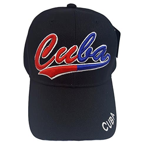 Cuba Embroiderd Scrpt Style Baseball Black Cap