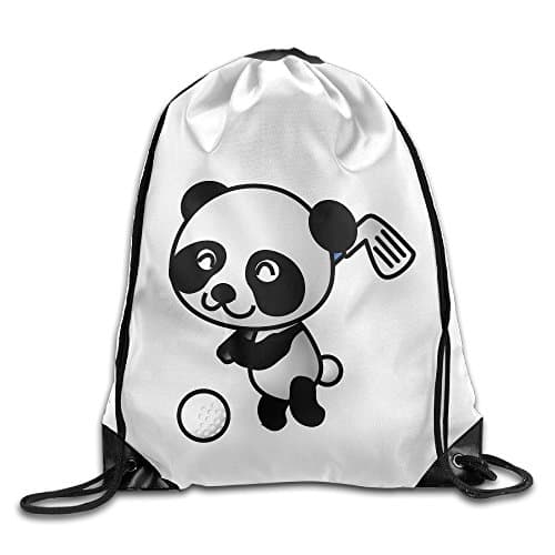 Zhanzy Golf Panda Large Drawstring Sport Backpack Sack Bag Sackpack