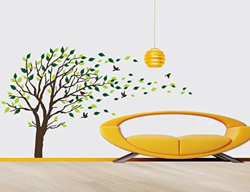 Huge Size Green Tree Birds Wall Decals Removable Wall Decor Decorative Painting Supplies &amp; Wall Treatments Stickers for Girls Kids Living Room Bedroom office