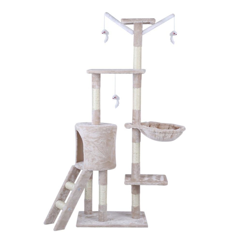 Madisun Cat Tree Stable Cat Scratch Posts Cat Climbing Tower Toys with Hammock for Indoor/Outdoor Cats Activity