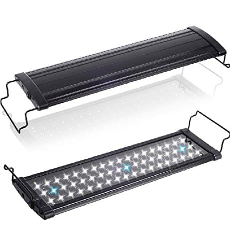 LORIZA® Extendable LED Aquarium Lighting Ajustable Any Size from 34 inches - 44 inches, 88 - 111 cm Dimmable Blue White Super Bright LED Aquarium Lighting Reef Fish Tank Light