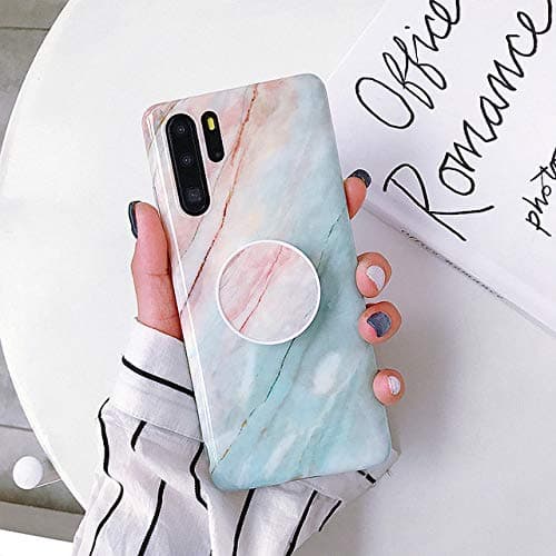 Holder Stand Case For Huawei P20 Lite P30 Pro Back Cover on For iphone 11 Pro Max Marble Art IMD Silicone Phone