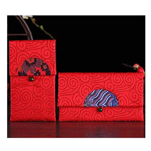 Lilith li 2PC Chinese Element Festive Silk Red Envelopes Premium Gift Envelope Designs Money Holder for Christmas Easter Birthday Wedding Invitation Envelopes (type-4)