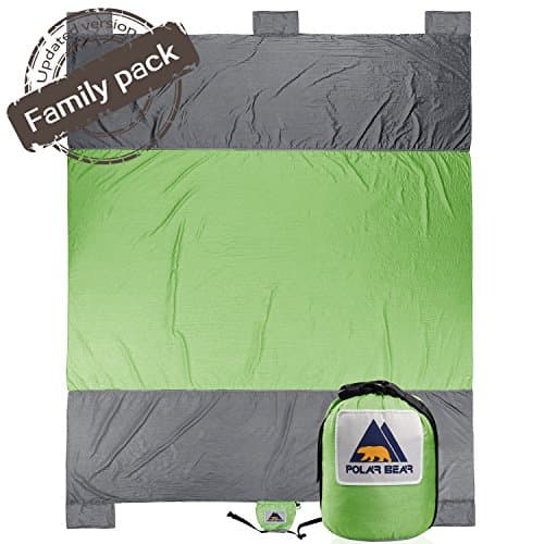 Sand Proof Compact Large Quick Drying Lightweight Durable Parachute Nylon Outdoor Beach Blanket Picnic Blanket Sand Resistant Oversized 7' x 9.5' Lime Green &amp; Grey