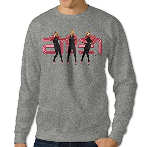 Men's 2NE1 Round Collar Pullover Hooded SweatshirtAsh Size M