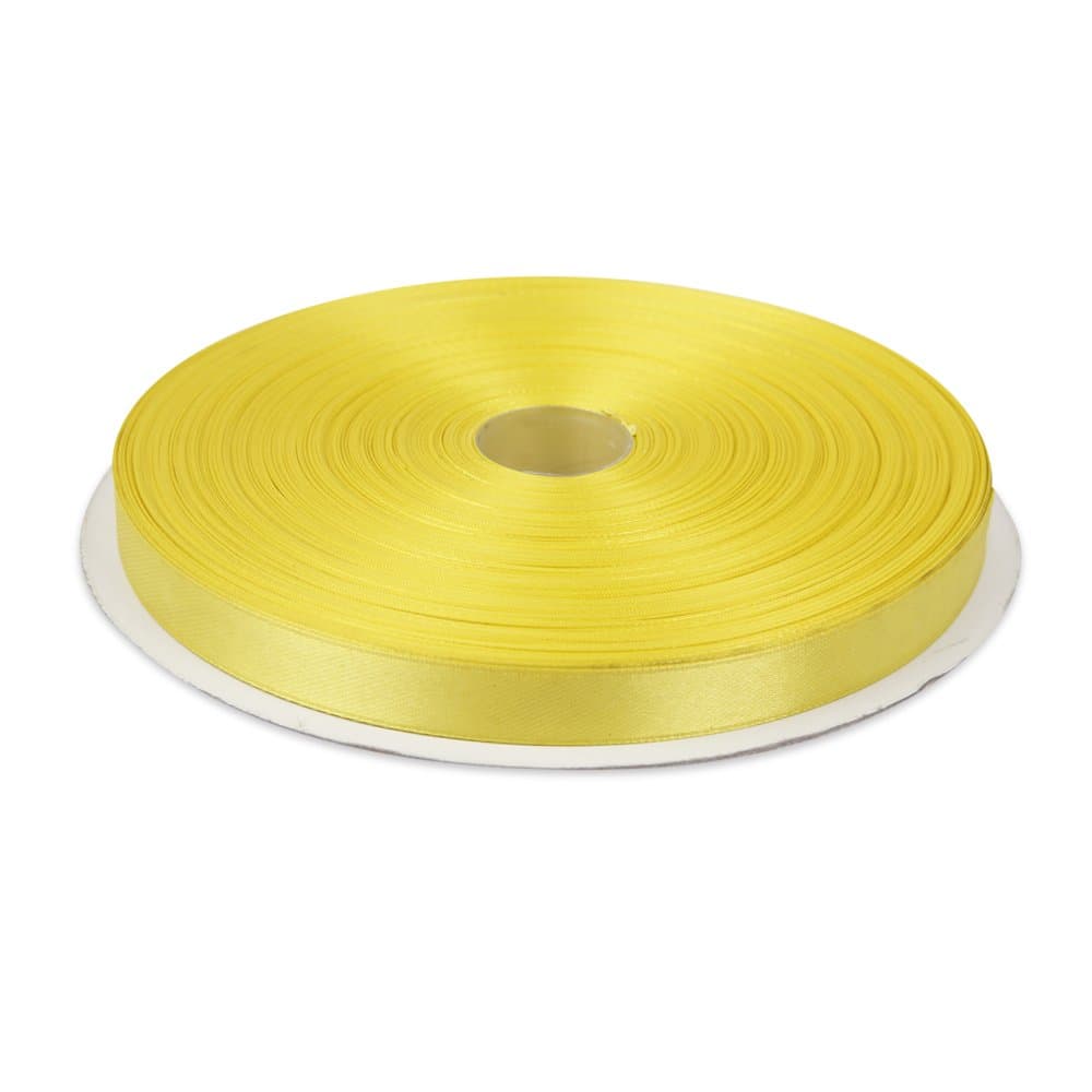 1/2 Inches x 50 Yards Double Face Solid Satin Ribbon Roll, Lemon Yellow