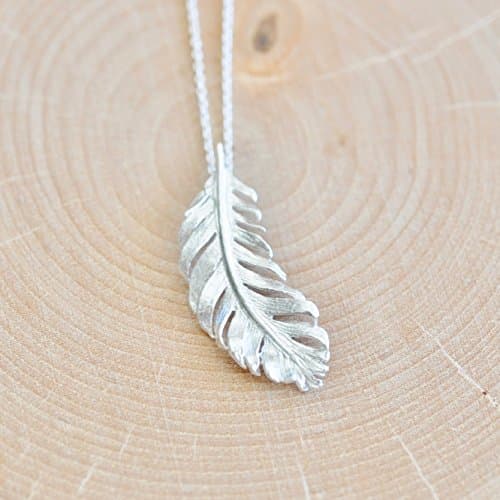 Large Feather Statement Necklace in Sterling Silver with 20" Chain- Jamber Jewels