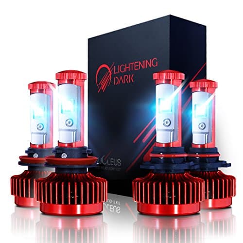 LIGHTENING DARK 9005 + H11 LED Headlight Bulbs Conversion Kit (Come With 2 Pairs), CREE XPL 6K Cool White,7200 Lumen - 3 Yr Warranty