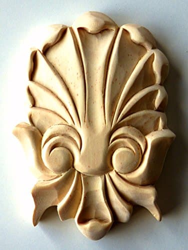 2-5/8"W X 4"H X 3/4"TH, (PAIR), Hand Carved Hard Wood Rosette Onlay Applique Corbel (Pair)