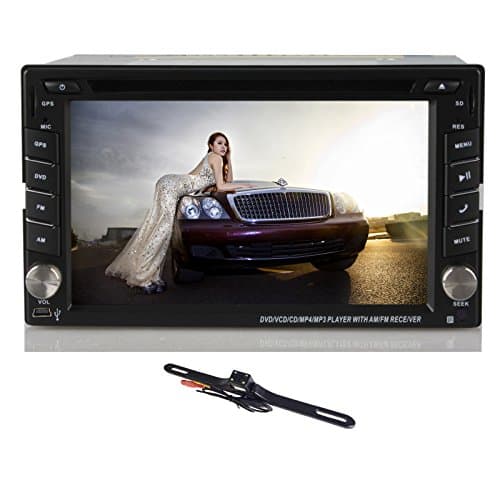 GPS Navigation 6.2-inch Double Din In Dash Car Dvd Player Car Stereo Touch Screen with Bluetooth USB SD MP3 Radio for Universal Car with Backup Camera and Map Card