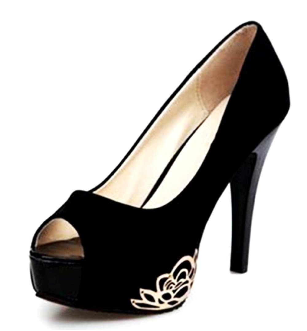 INCEPTION PRO INFINITE ®-(size 37 suitable for a foot nine inches long) women's Decolletage Shoe high heel and peep toe with gold decorated side-WHL-033