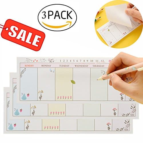 Cute Home Command Center Lovely Cartoon Sticky Notes For Weekly Plan Schedule Fresh And Natural Memorandum 40 Sheets Per Pack - 3Pack