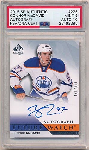 CONNOR MCDAVID 2015/16 SP AUTHENTIC AUTOGRAPH RC AUTO #/999 PSA 9 MINT 10 AUTO