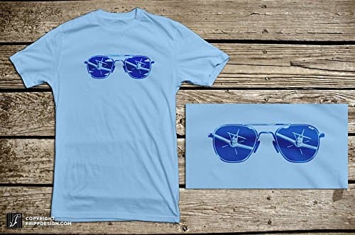 Aviators P-51 Fighter Plane Attack Reflection in Sunglasses - Aviation, Pilot Organic Cotton T Shirt