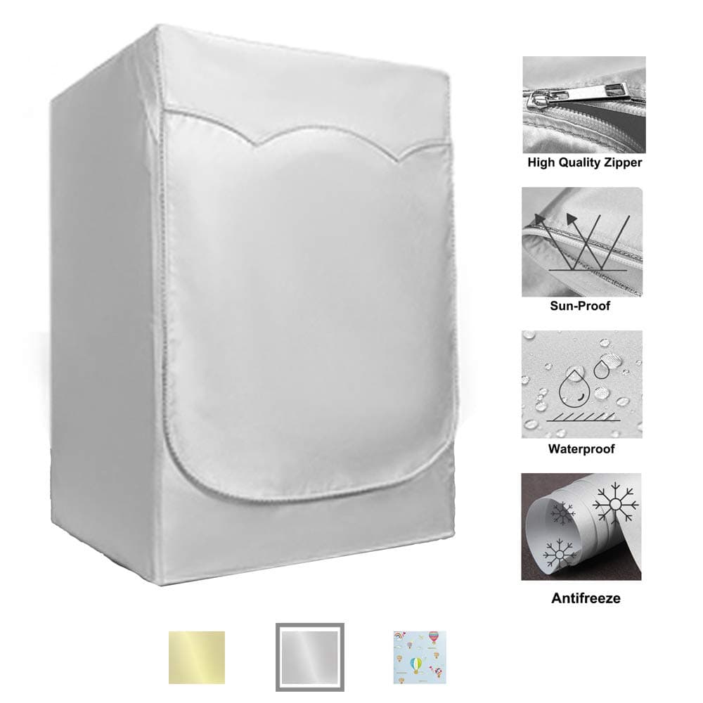 Upgraded Washer/Dryer Cover for Front-loading Machine - Waterproof, Dustproof, Sun-Proof, W27"D33"H39"Suitable for most Washers/Dryers on US and Canadian market (Silver)