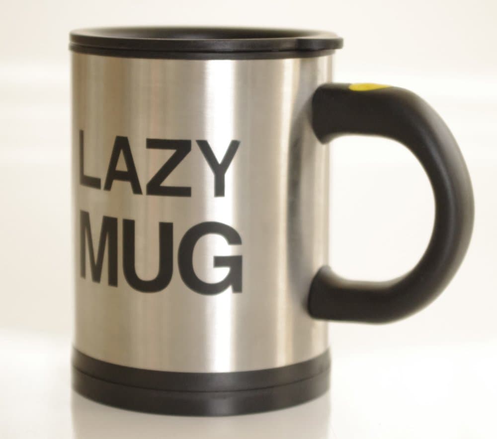 NEW PLAIN LAZY SELF STIR STIRRING QUALITY WORK NOVELTY OFFICE MUG TEA COFFEE CUP