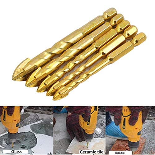 Bokoo Hexagonal Shank Cross Glass Drill Bit Threaded Tile Eye Drill Bit Carbide 5pcs