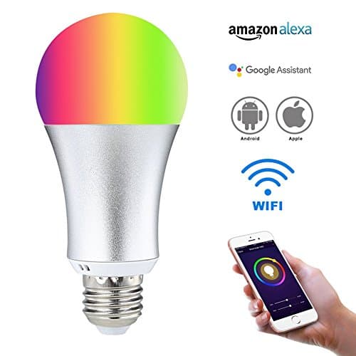 Smart Alexa Light Bulb, Syvio Wifi LED Light Bulbs with E27 8W Power RGB Light Bulb, Timing Function & Dimmable Night Light 16 Million Warm Colors, Compatible with Amazon Alexa Echo Dot & Google Home Assistant, Good Smart Bulb for IOS and Android Device APP Remote Control, No Hub Required - Silver [Energy Class A+]