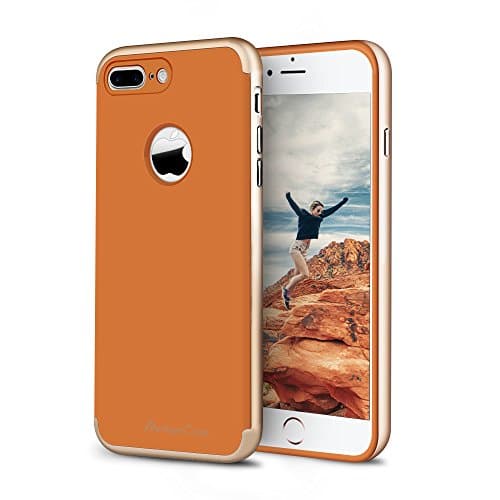 iPhone 7 Plus Case, Ambercase Drop Protection Slim Flexible TPU Case Cover with PC Bumper, Shock Absorption Anti-Slip/Scratch Grip Case for Apple iPhone 7 Plus (5.5 Inch)-Orange &amp; Rose Gold
