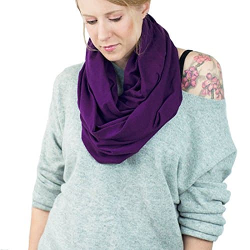 LebenLerBen® Womens Ladies Soft Cotton Snood Scarf Solid Infinity Loop Scarves Neck Wrap Purple