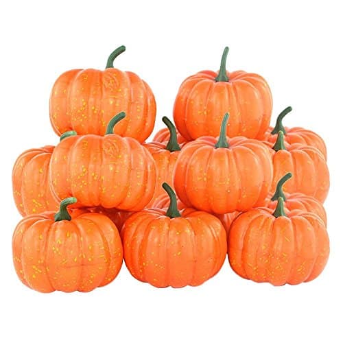 ZHHAN 12PCS Artificial Lifelike Simulation Mini Fall Pumpkins Set Decoration Fake Fruit House Kitchen Decor (ORANGE)