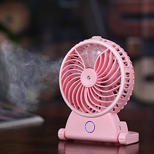 Idani O2 USB Rechargeable Water Misting Mister Spray Fan Mini Personal Portable Handheld Outdoor Cooling System Humidifier(Pink)
