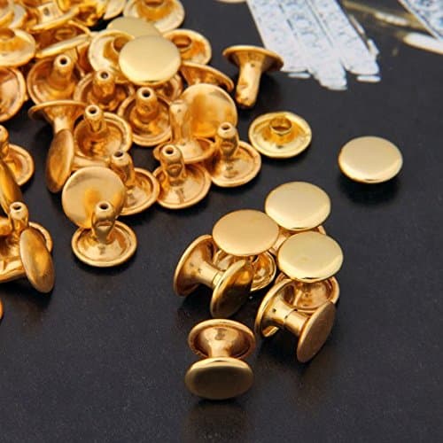 Vikeva 100 9mm Gold Copper Round Flat Rapid Rivets Studs Punk for Bag Shoes Bracelet