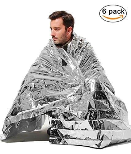 7TECH 6 PACK Portable Emergency Blankets with up to 90% Heat Retention Perfect for Outdoors, Hiking, Survival, Bug Out Bag ，Marathons or First Aid