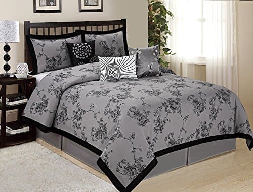 7 Piece Printed RoseHill Comforter Sets Grey CalKing (SUNRISE)