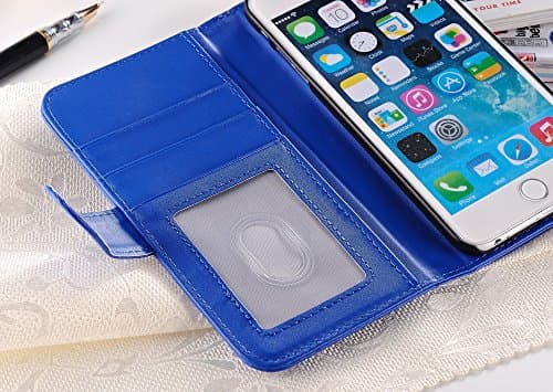 iPhone 6 Plus &amp; 6S Plus : Premium quality Leather Wallet style Flip Cover plus photo frame, built-in card slot, Cash compartment with Magnetic closure for iPhone 6Plus &amp; 6S Plus (Blue)