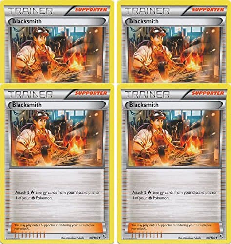 POKEMON - x4 BLACKSMITH 88/106 FLASHFIRE - SUPPORTER TRAINER PLAY SET