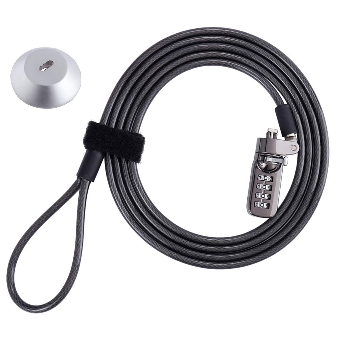 CaLeQi Laptop Cable Lock Hardware Security Cable Lock Anti Theft Lock and Anchor Point with for All Desktops, Laptops,Macbook,iPad,iPhone and Projectors- 2m Cable (Lock + Metal Round Stick Board)