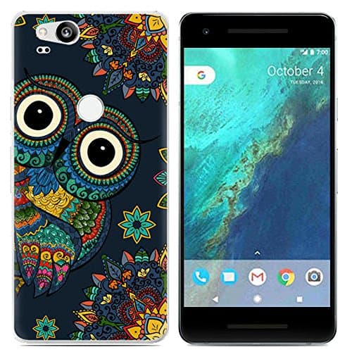 Google Pixel 2 Case Cover (2017) Flexible Premium TPU Slim Thin Drop Protection Shock Absorption Shockproof (Owl)
