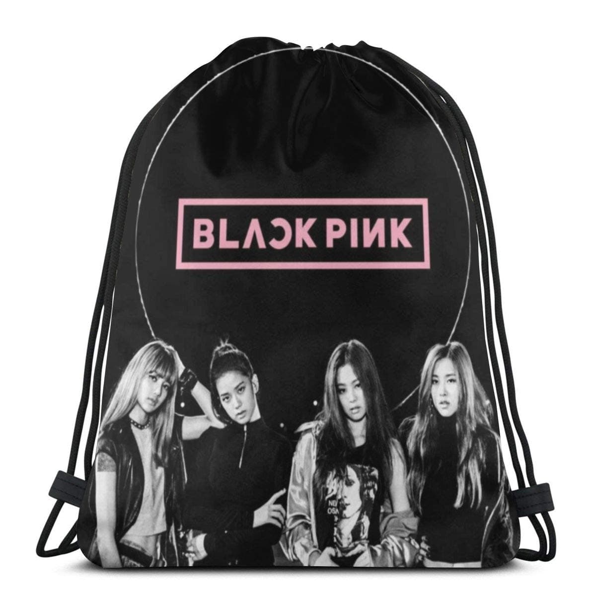Blackpink Drawstring Backpack Bag Sackpack Gym Sack Sport Beach Daypack for Hiking Team Swimming Training Yoga Gym Outdoor Exercise