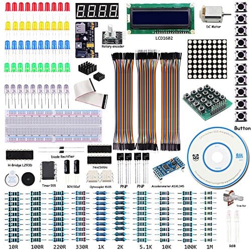 DIY Experiment Starter Project Kit For Raspberry Pi 3 &amp; Raspberry Pi 2 Model B,Includes Project Guide,Breadboard,Jumper Cable,LCD 1062,Heat Sinks,100+ Components