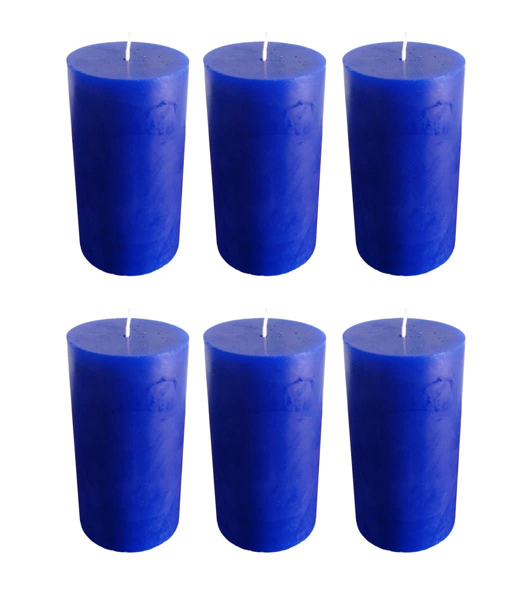 ColluminoRoyal Blue Pillar Candles Solid Colour Size 10 x 5.5 cm for Dinner ~ Bistro ~ Party - Birthday (Pack of 6)