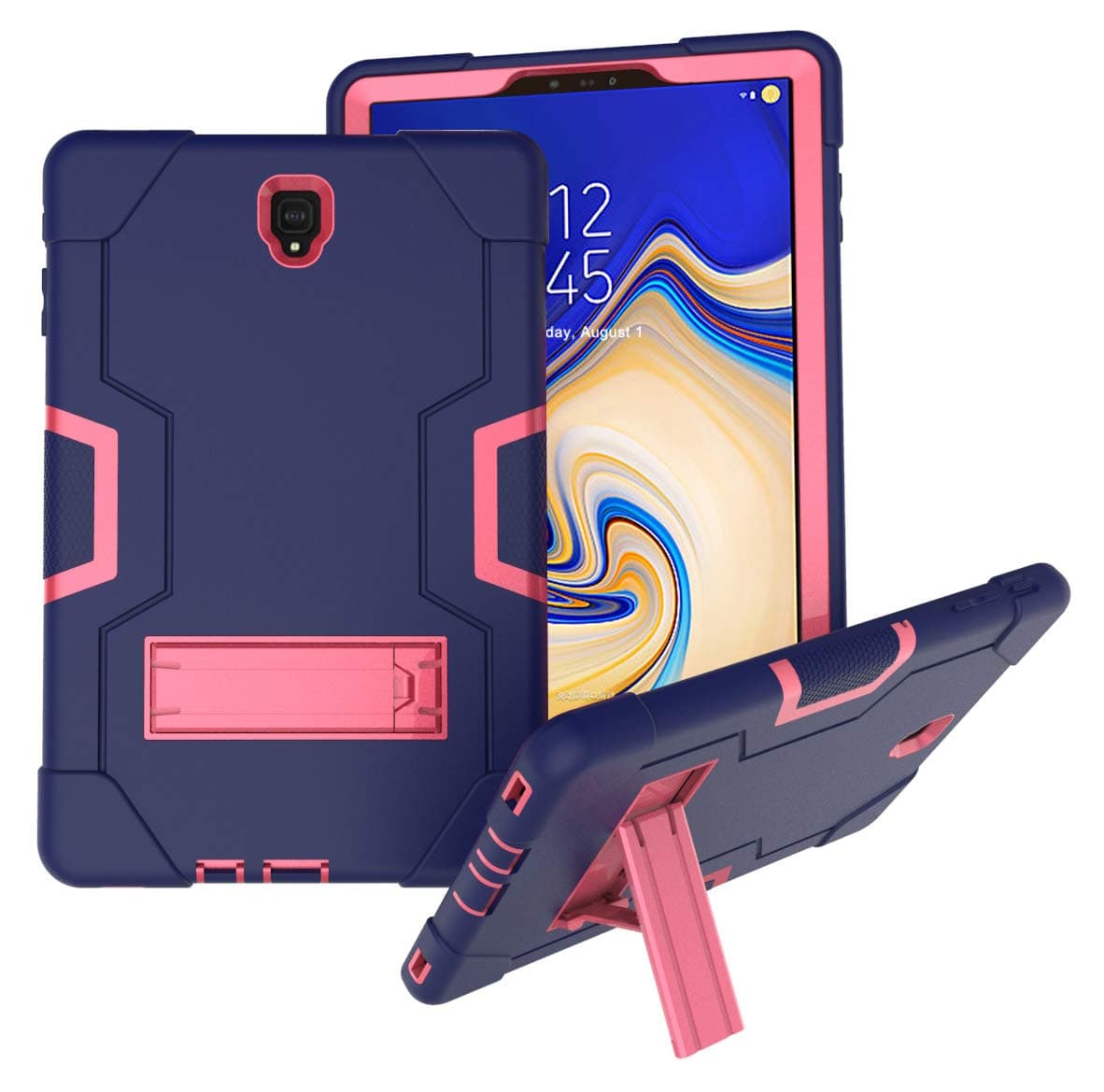 Galaxy Tab S4 10.5 Case, Rugged Kickstand Series - Shockproof Heavy Duty Hybrid Three Layer Armor Defender Kids Child Proof Case Cover For Samsung Galaxy Tab S4 10.5 SM-T830 & SM-T835 - Purple Pink