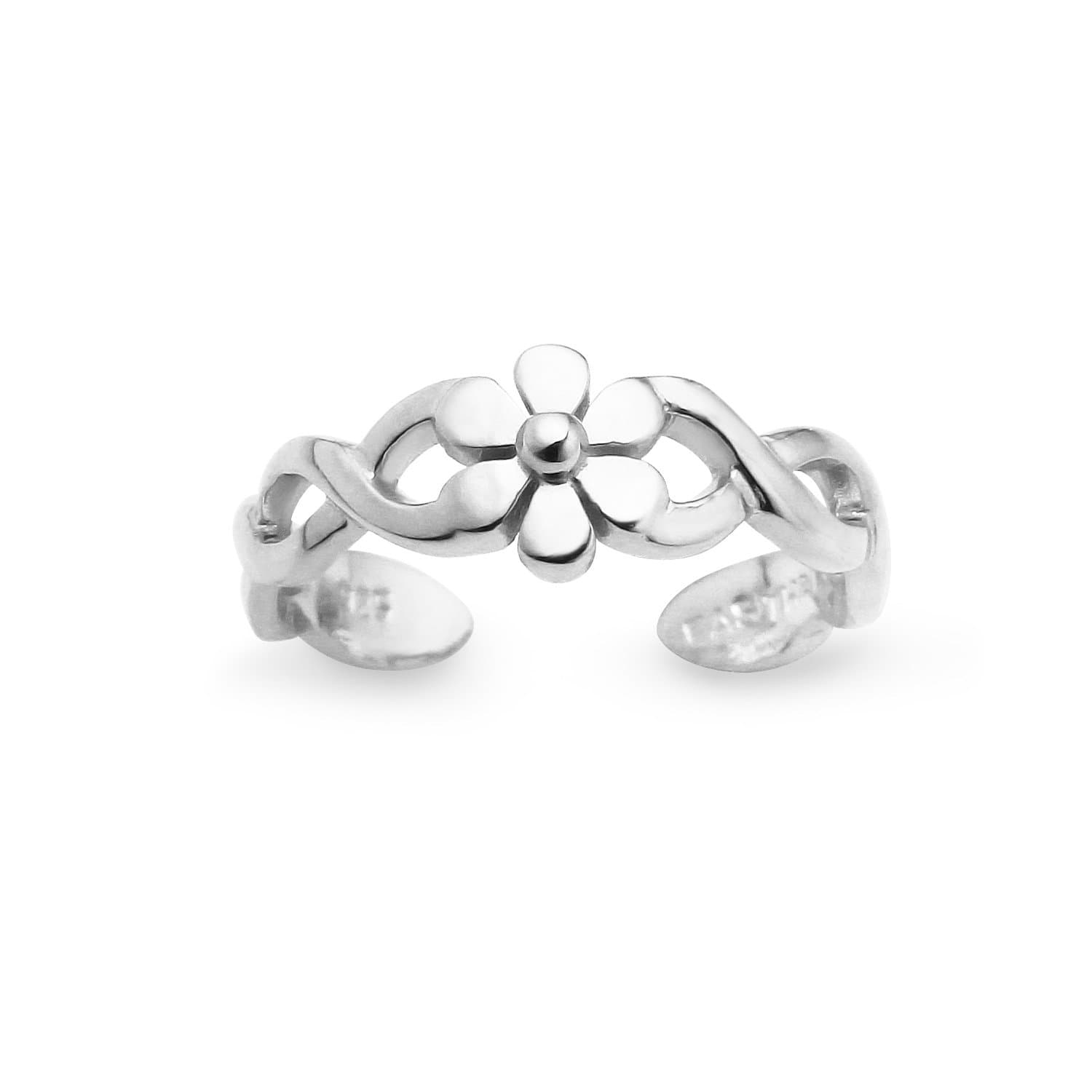 River Island Sterling Silver Big Open Flower Adjustable Toe Ring | Available in Silver, Rose and Yellow Gold