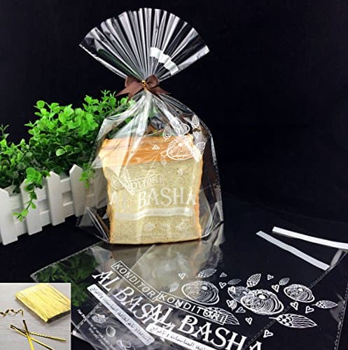 Youngyang Transparent bread bag,Includes 100 clear bread bags and 750 ties(9x12+1.2 inches)