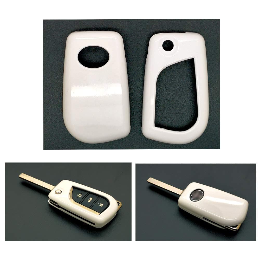 carmonmon Smart Keyless Entry Paint Color Shell Key Case Cover Fit for Toyota GT86 C-HR 4Runner iQ Highlander RAV4 Camry Corolla Prius Land Cruiser/Prado Yaris Avalon Auris Aygo(White)