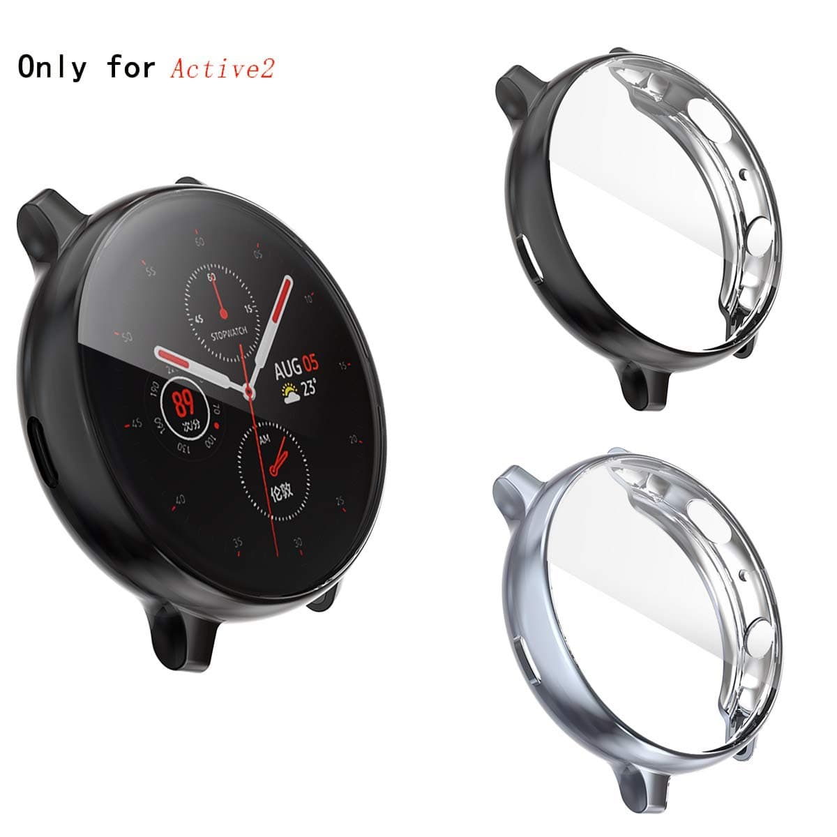 Samsung Galaxy Watch Active 2 Screen Protector 40mm Dilhvy All-Around TPU Anti-Scratch Flexible Case Soft Protective Bumper Cover for Samsung Galaxy Watch Active 2 Smartwatch (40mm, Gray+Black)