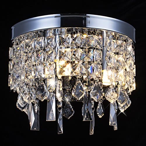 Crystal Chandelier Lamp, Modern Flush Mount Ceiling Light, Pendant Ceiling Lamp for Banquet Hall, Hotel Lobby, Restaurant, Hallway, Bar, Dining Room, Bedroom, Stairwells, W9.8 X H7.9 3 Light