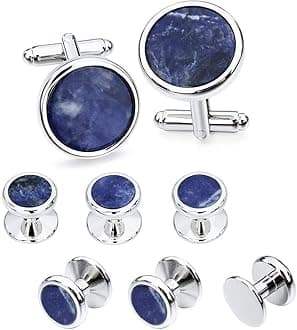 HAWSON Mother of Pearl Man Tuxedo Shirt Studs and Cufflinks Set for Wedding Business